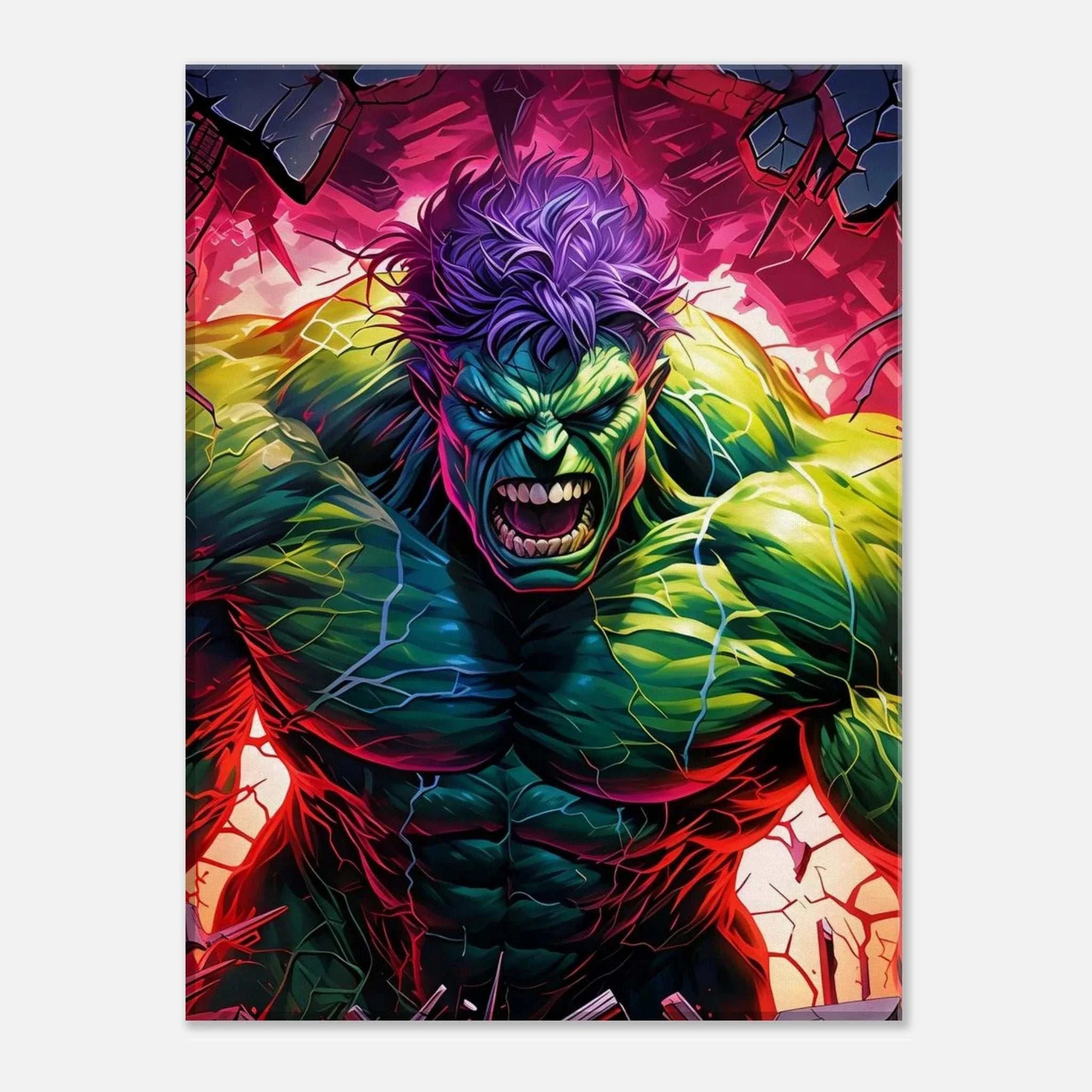 Incredible Hulk wall canvas showcasing vibrant colors and superhero energy.