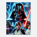 Star Wars wall canvas featuring vibrant print with iconic characters and starships.