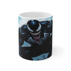 Venom themed superhero coffee mug with glossy finish and microwave safe ceramic design