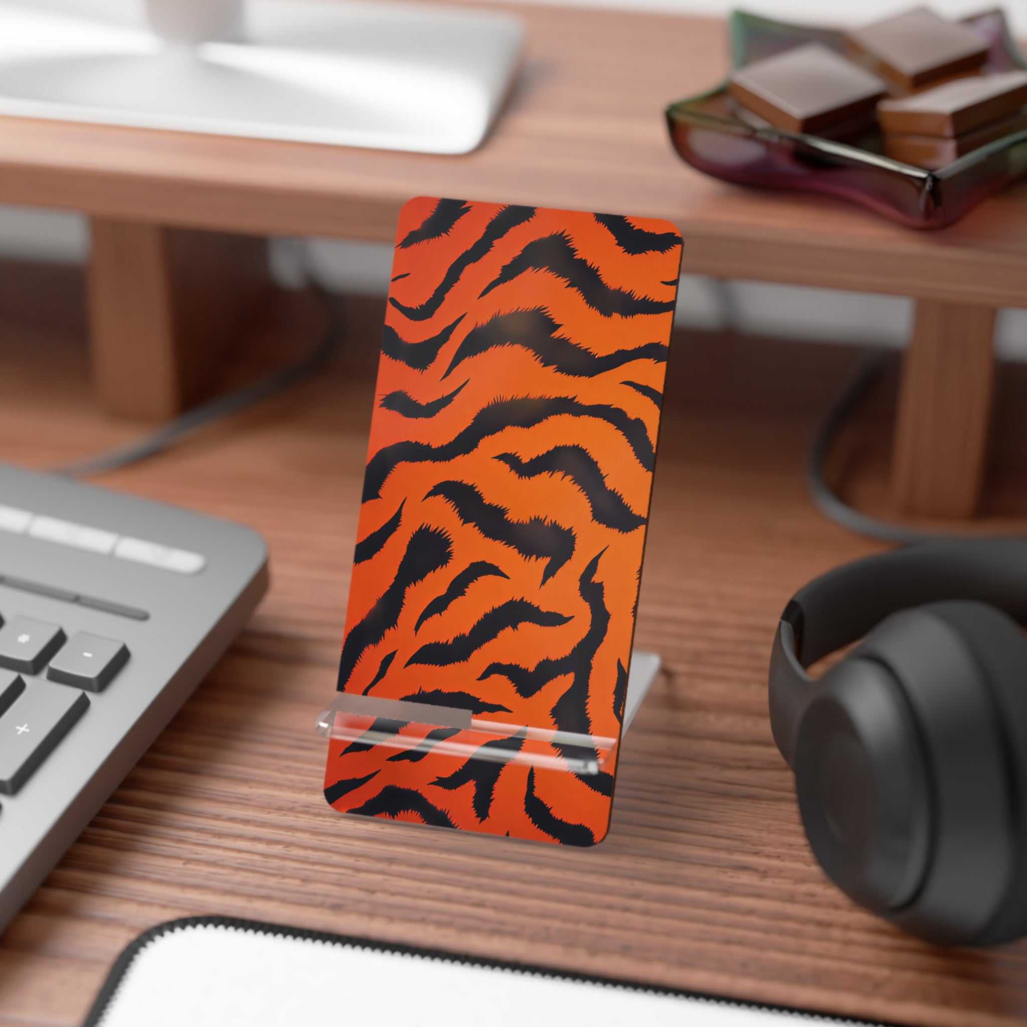 Orange Tiger Print Phone Display Stand