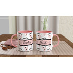personalised cute Valentines Day mug with heart design and colored rim