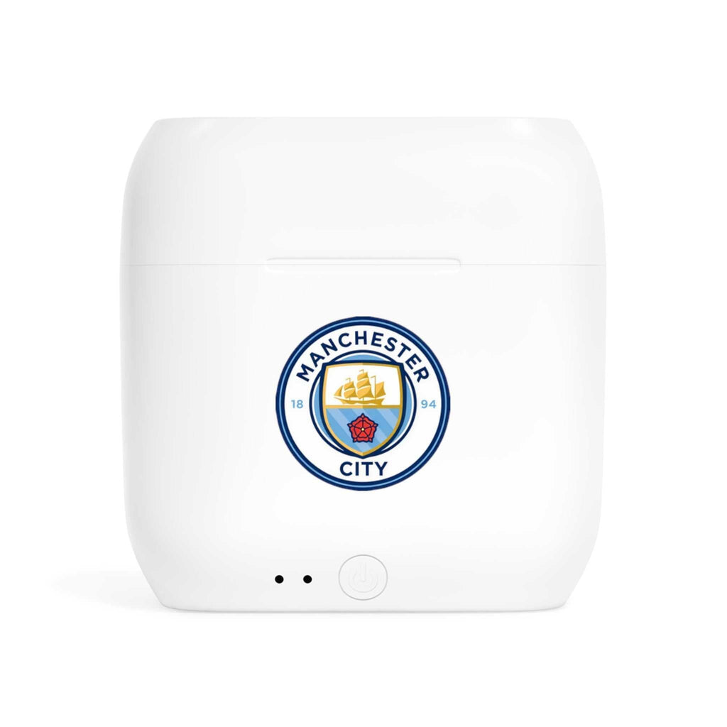 Manchester City Fc wireless earbuds charging case with fan-inspired club crest design