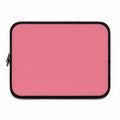 Light coral neoprene laptop sleeve with soft foam lining and dual zipper closure