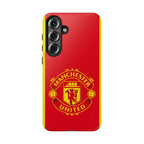 Manchester United Magnetic Samsung Case with red team crest and dual-layer protection for wireless charging