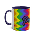 LGBTQ+ Pride mug with vibrant rainbow design, celebrating love and equality.