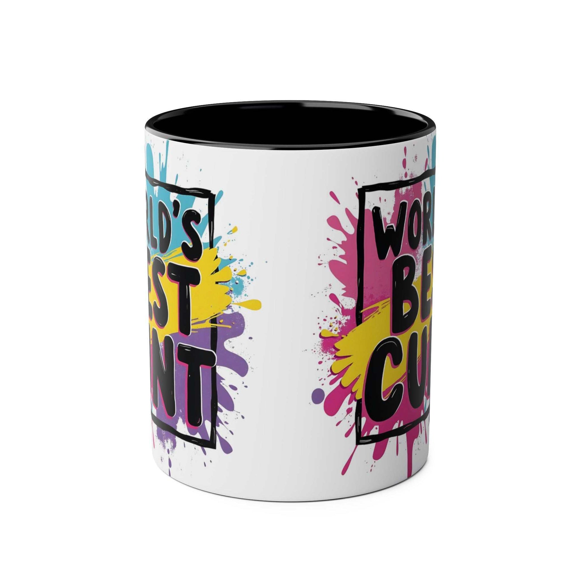 Cheeky Rude Ceramic Two Tone Mug with colorful design, 11oz, glossy finish.