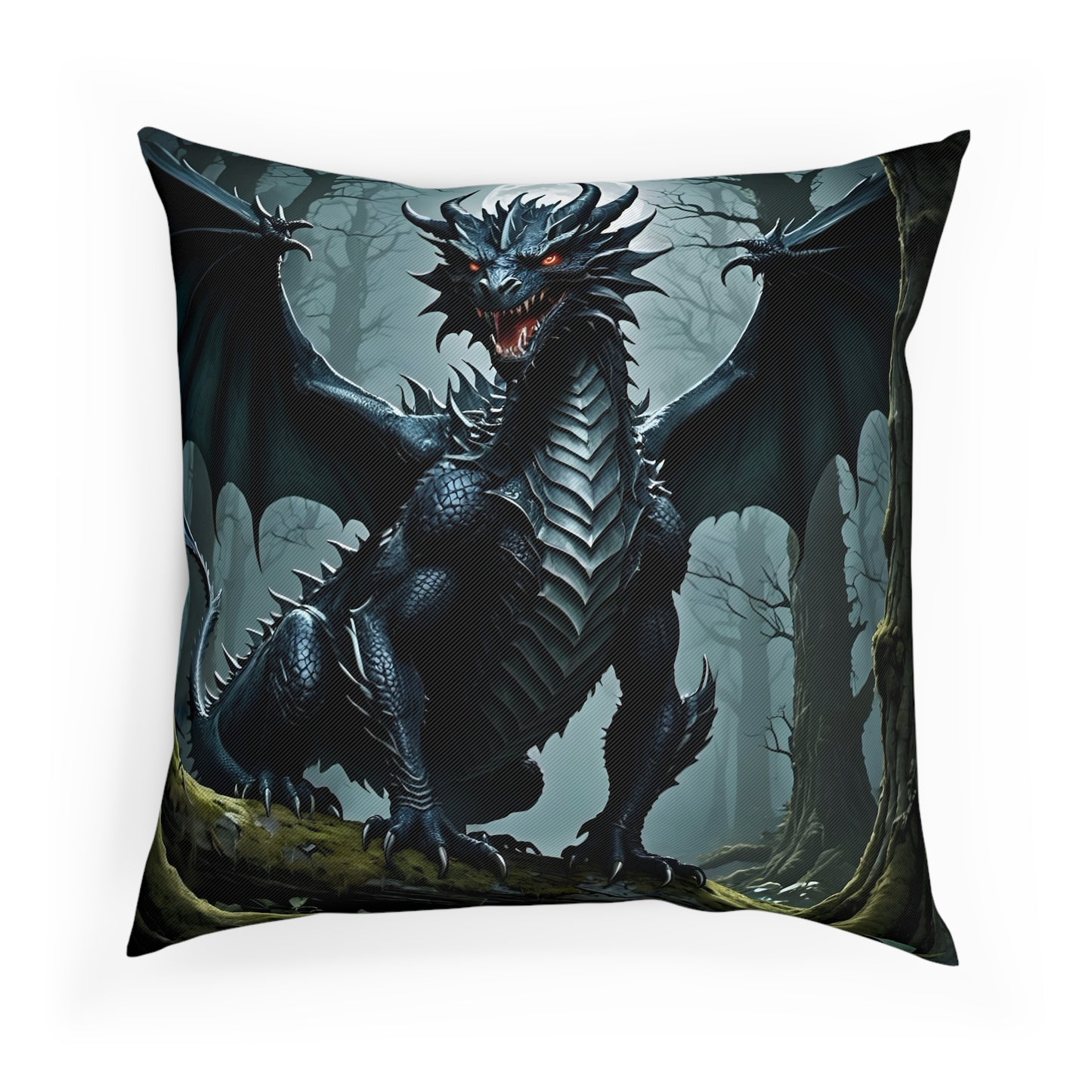 Black Dragon Cotten Drill Square Cushion