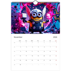 2026 Minions Superhero Wall calendar November page with gloss finish and colorful superhero-themed Minion illustration
