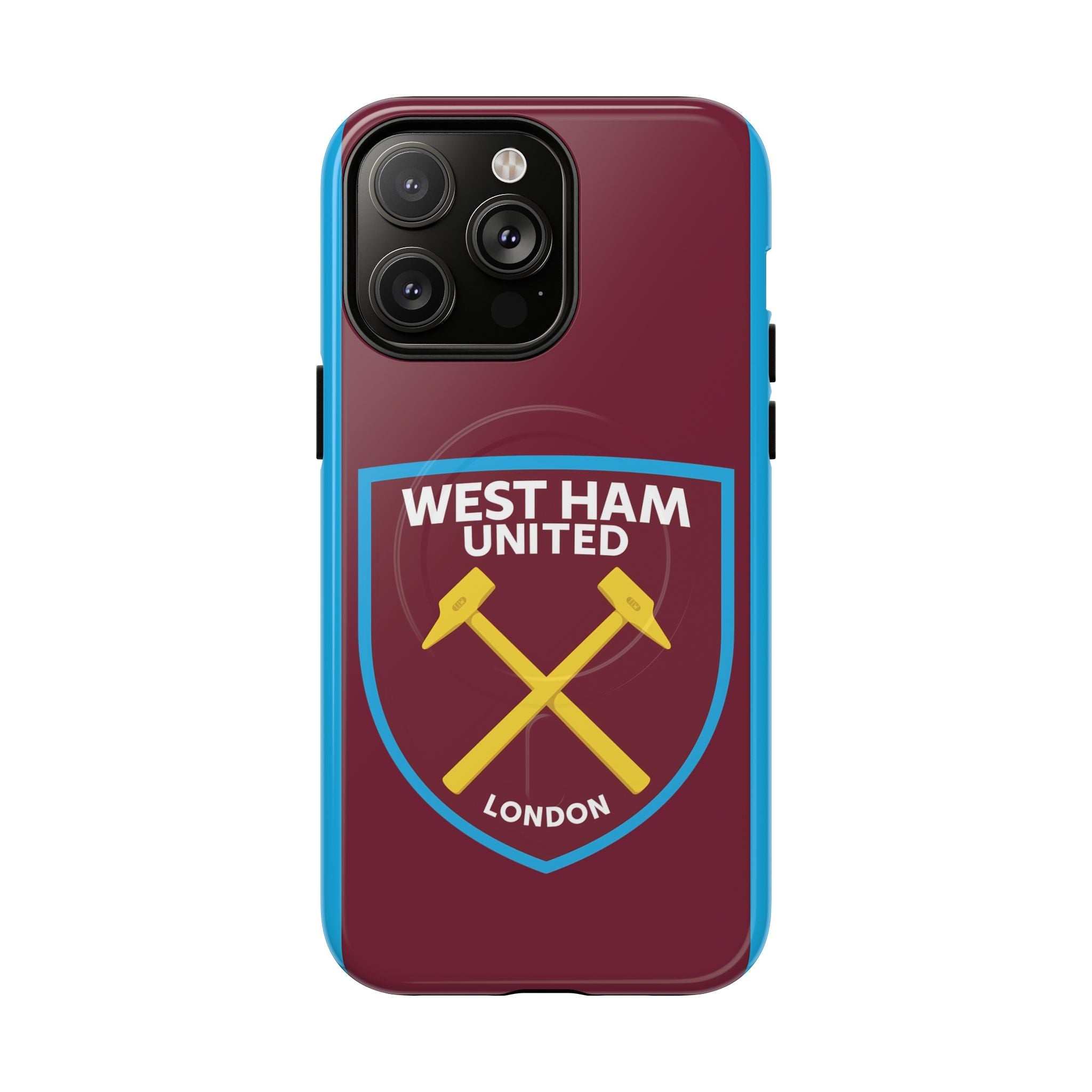 West Ham Utd MagSafe iPhone case with claret and blue colors and official-inspired crest, durable dual-layer protection