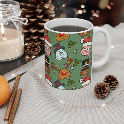 Cheeky fun Christmas mug with festive design, 11oz ceramic, microwave and dishwasher safe.