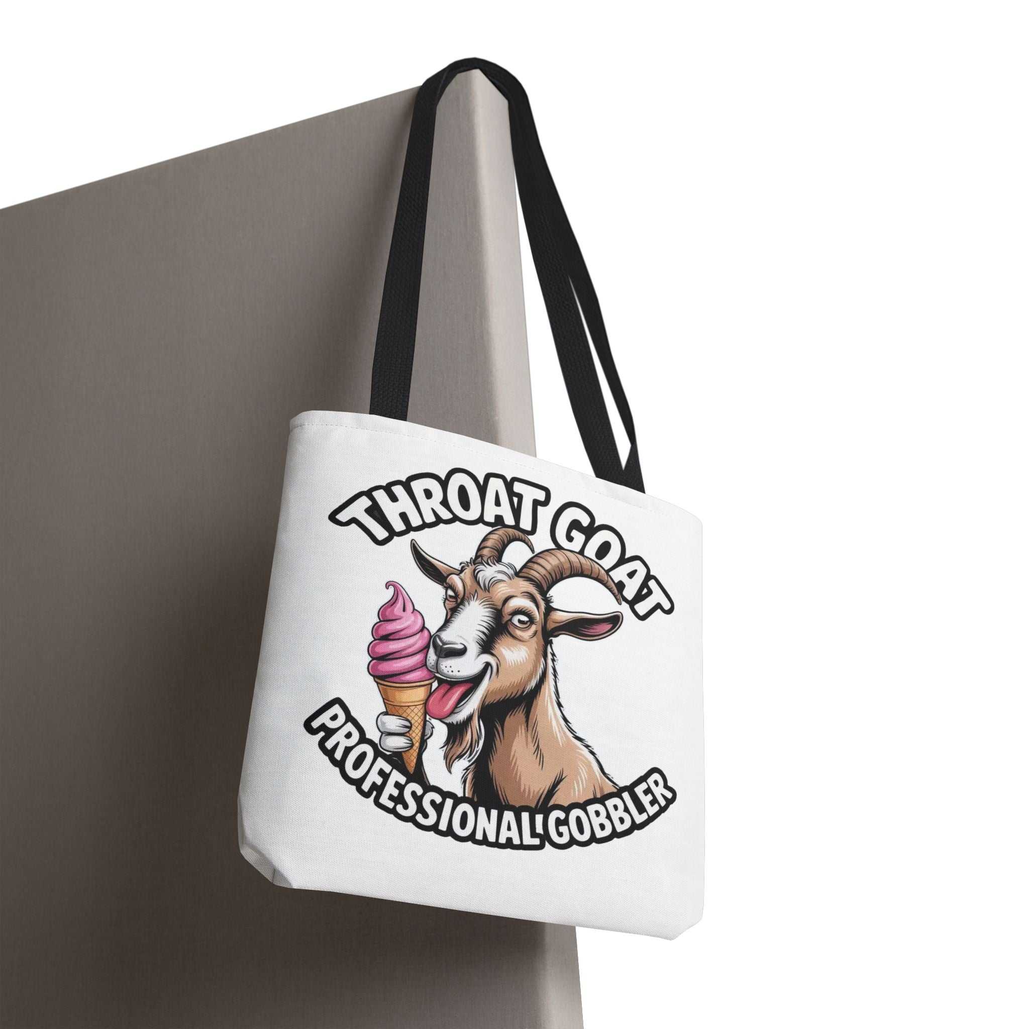 Cheeky Gobbler funny tote bag with colorful handles and durable spun polyester fabric