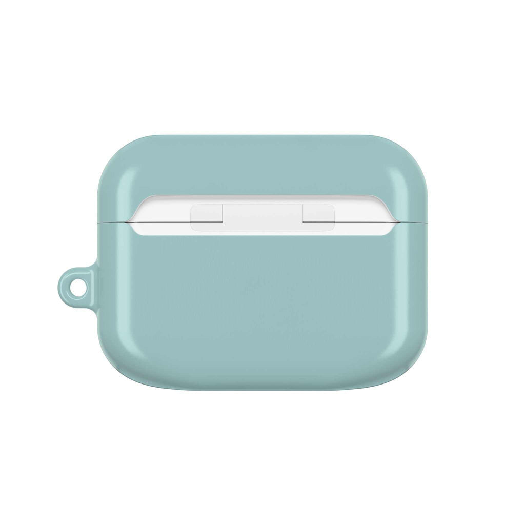 Teal green hard shell protective case for AirPods and AirPods Pro with glossy finish and wireless charging compatibility