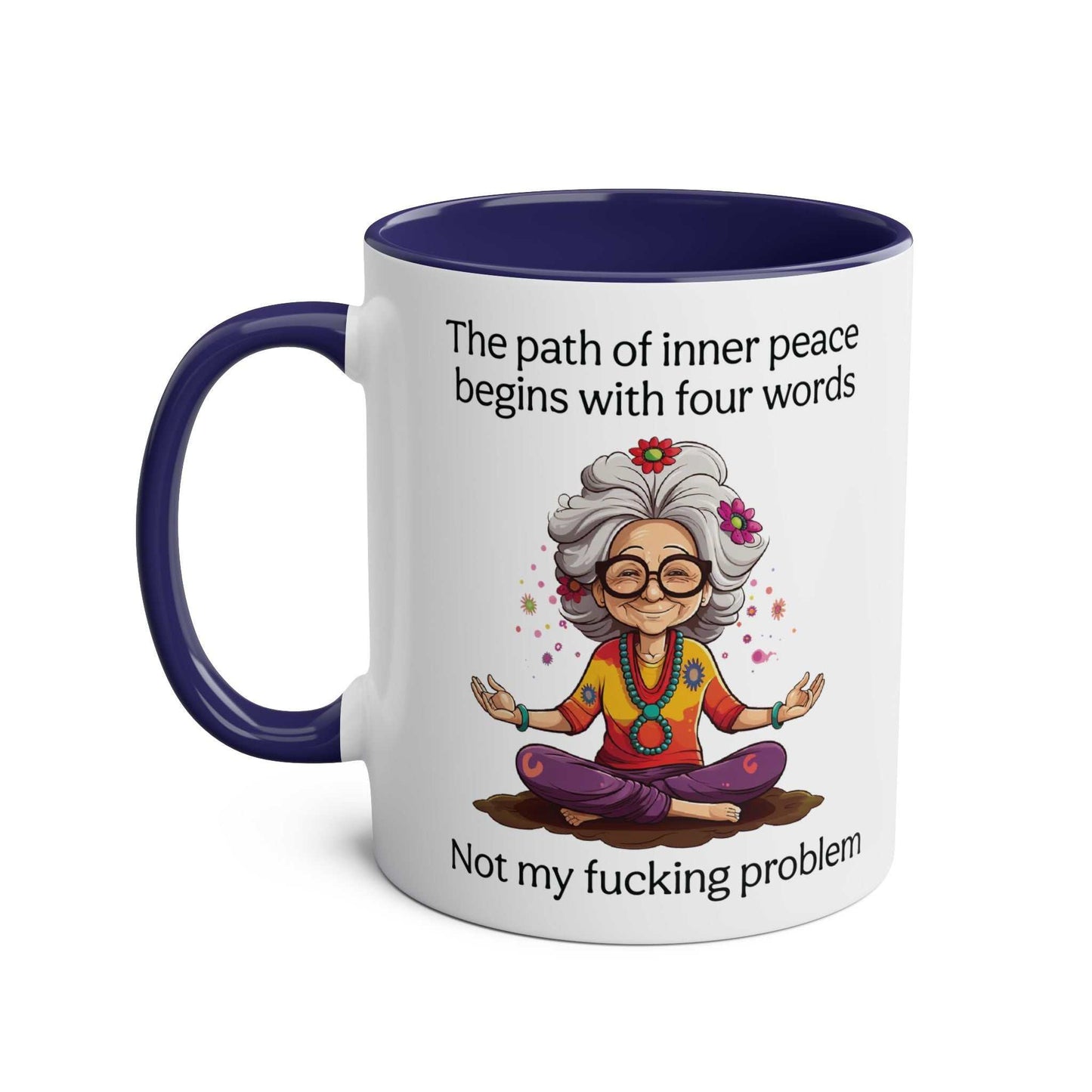 Cheeky two-tone ceramic mug with playful design and sassy quote, available in 7 colors.