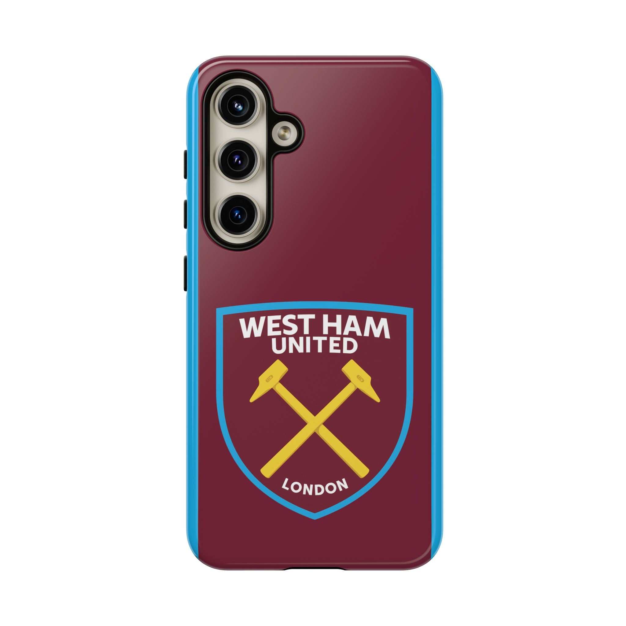West Ham United claret and blue Samsung case with magnetic dual-layer protection and wireless charging support