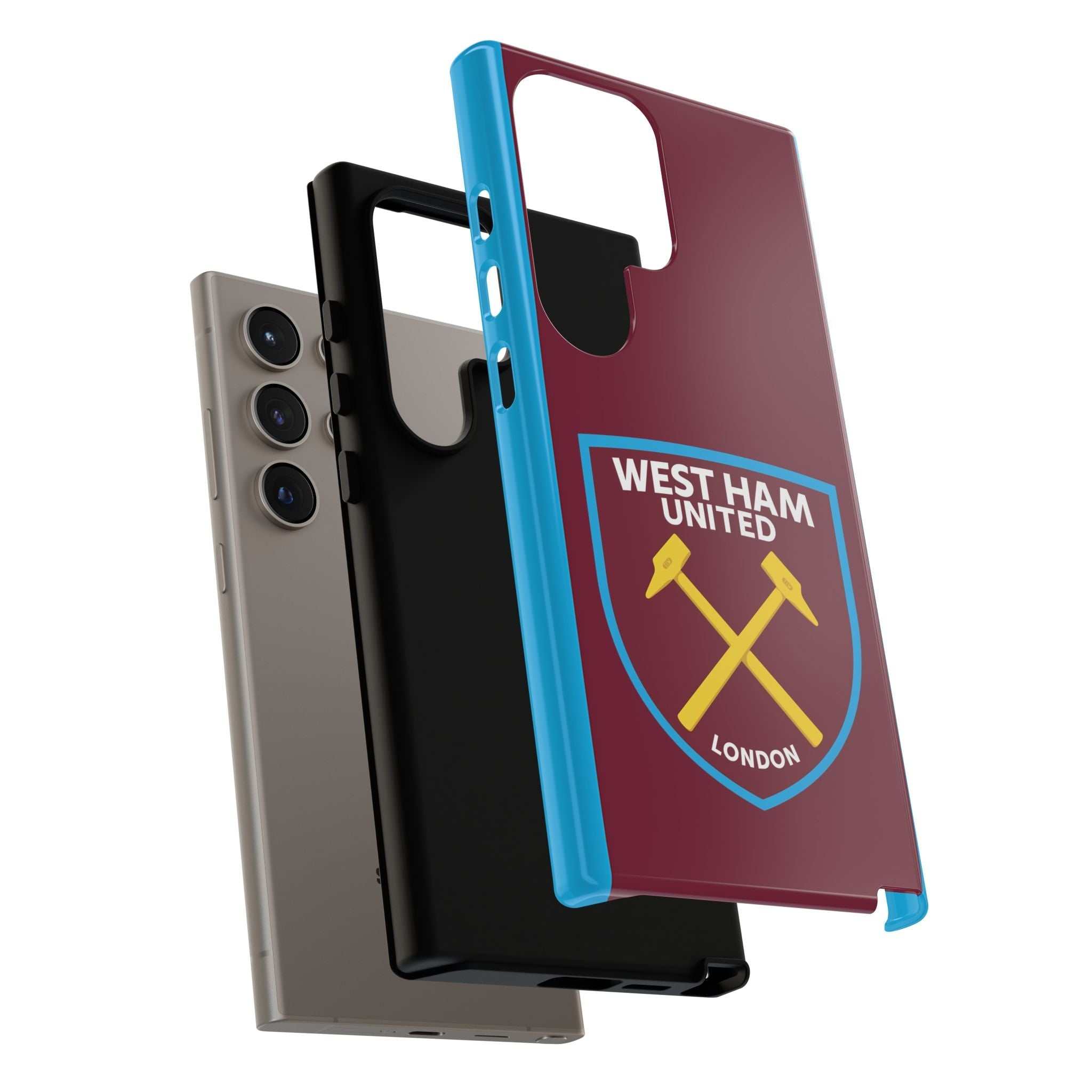 West Ham United magnetic Samsung phone case with claret and blue colors and protective dual-layer design