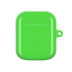 Lime green hard shell AirPods protective case with glossy finish and lightweight design