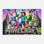 Vibrant Minecraft wall canvas with pixelated scenes, perfect for fans and creative decor.