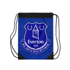 Everton FC drawstring bag in royal blue with club crest and black drawstring closure