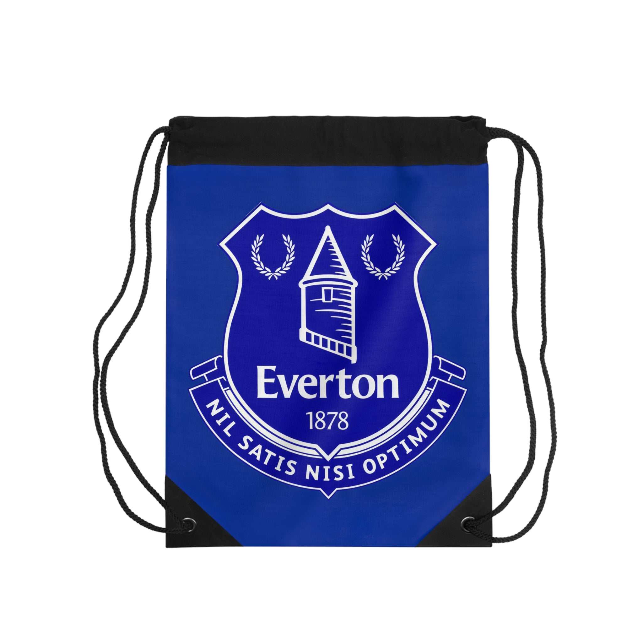 Everton FC drawstring bag in royal blue with club crest and black drawstring closure
