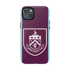 Burnley FC MagSafe iPhone Case with claret and blue colors and official-inspired crest, dual-layer durable protection and wireless charging compatible