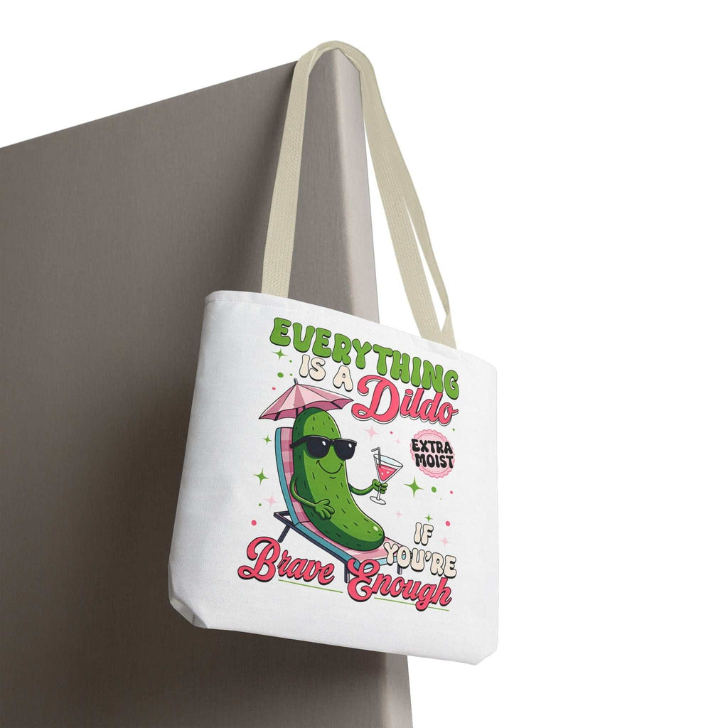 Cheeky Quote Pickle Tote Bag with fun printed design and durable spun polyester fabric