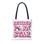 Cheeky Retired Porn Star tote bag with durable spun polyester and colorful handles