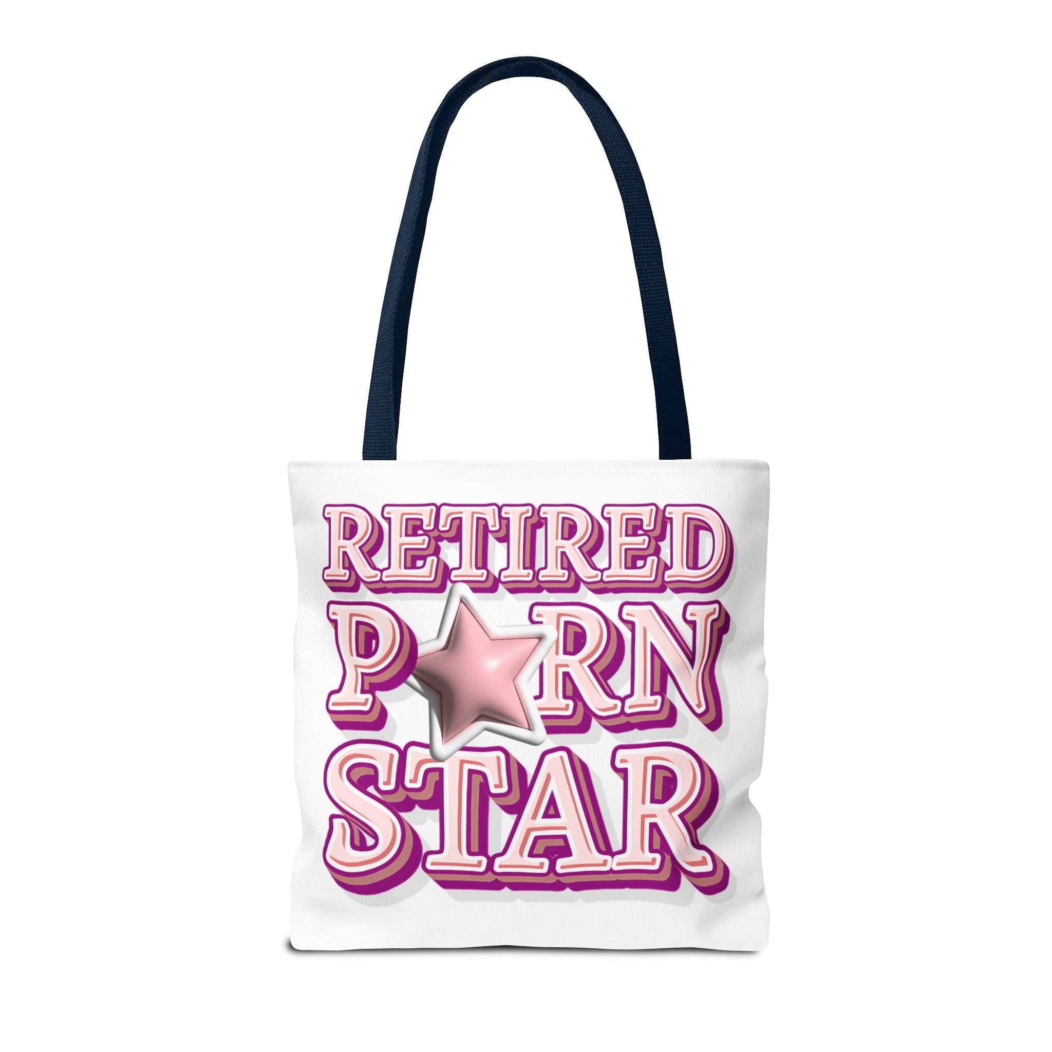 Cheeky Retired Porn Star tote bag with durable spun polyester and colorful handles