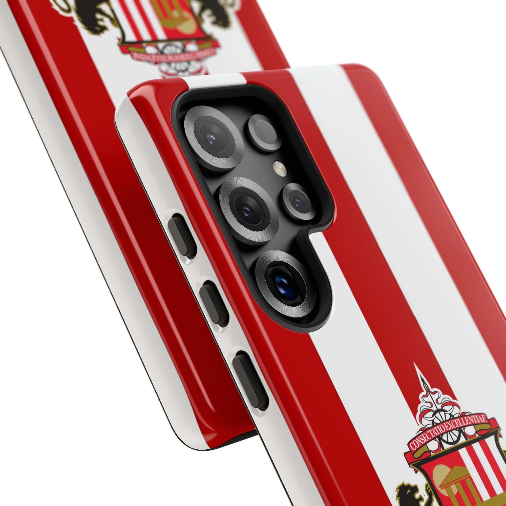 Sunderland FC magnetic Samsung phone case with red and white colors and shock-absorbing dual layer protection