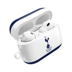 Tottenham FC AirPods protective case in white and navy with cockerel crest, shock-resistant and compatible with AirPods Pro and wireless charging