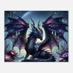 Black Gem Dragon wall canvas featuring a mythical dragon with shimmering gems, perfect for fantasy decor.