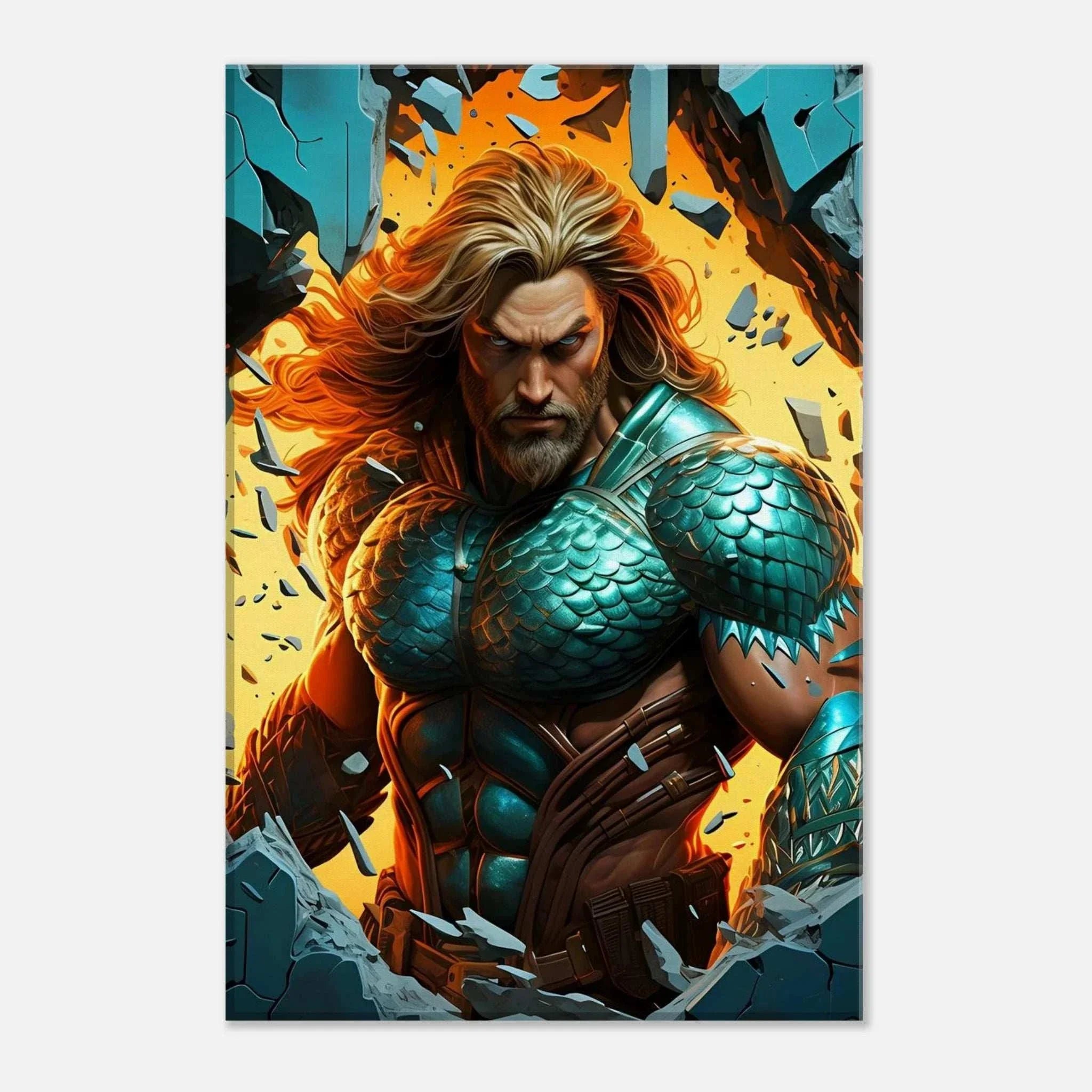 Aquaman wall canvas with vibrant colors and dynamic heroic imagery.