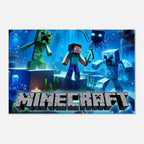 Vibrant Minecraft wall canvas with pixelated game scene, perfect for fans.