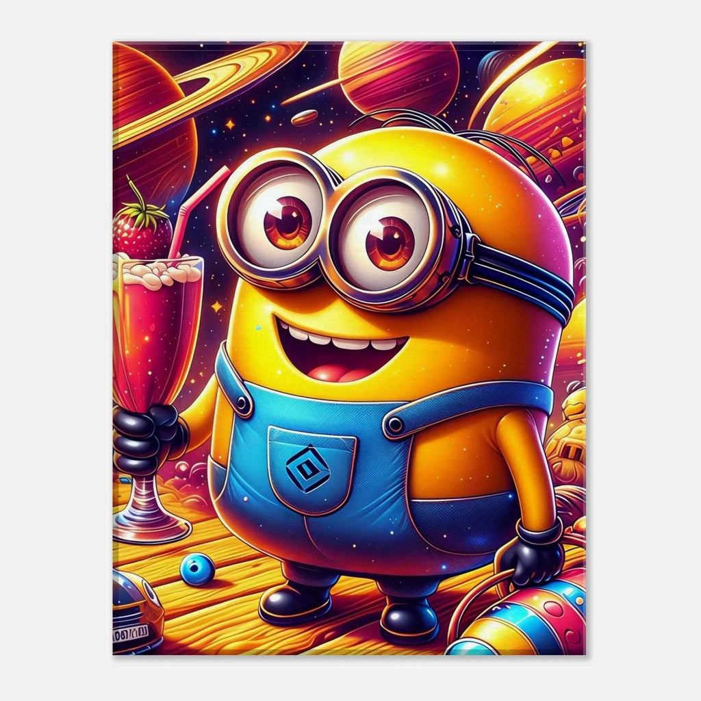 Minions Wall Canvas featuring colorful and playful characters in a vibrant space-themed setting.