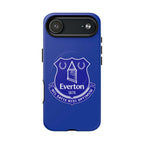 Everton Fc MagSafe iPhone case with royal blue color and club crest, dual-layer protection, and MagSafe compatibility.