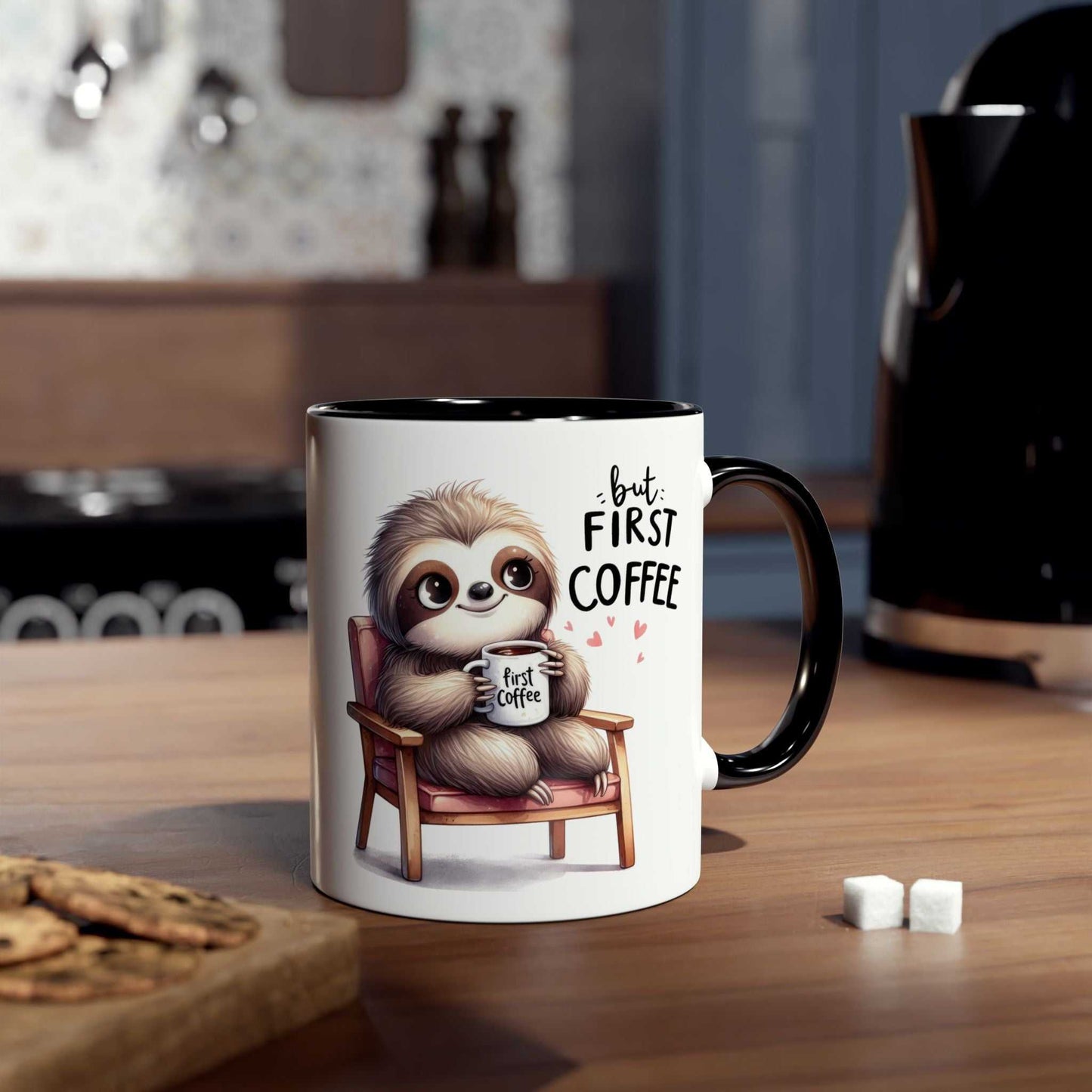 Cute sloth coffee mug with a whimsical design, perfect for animal lovers.