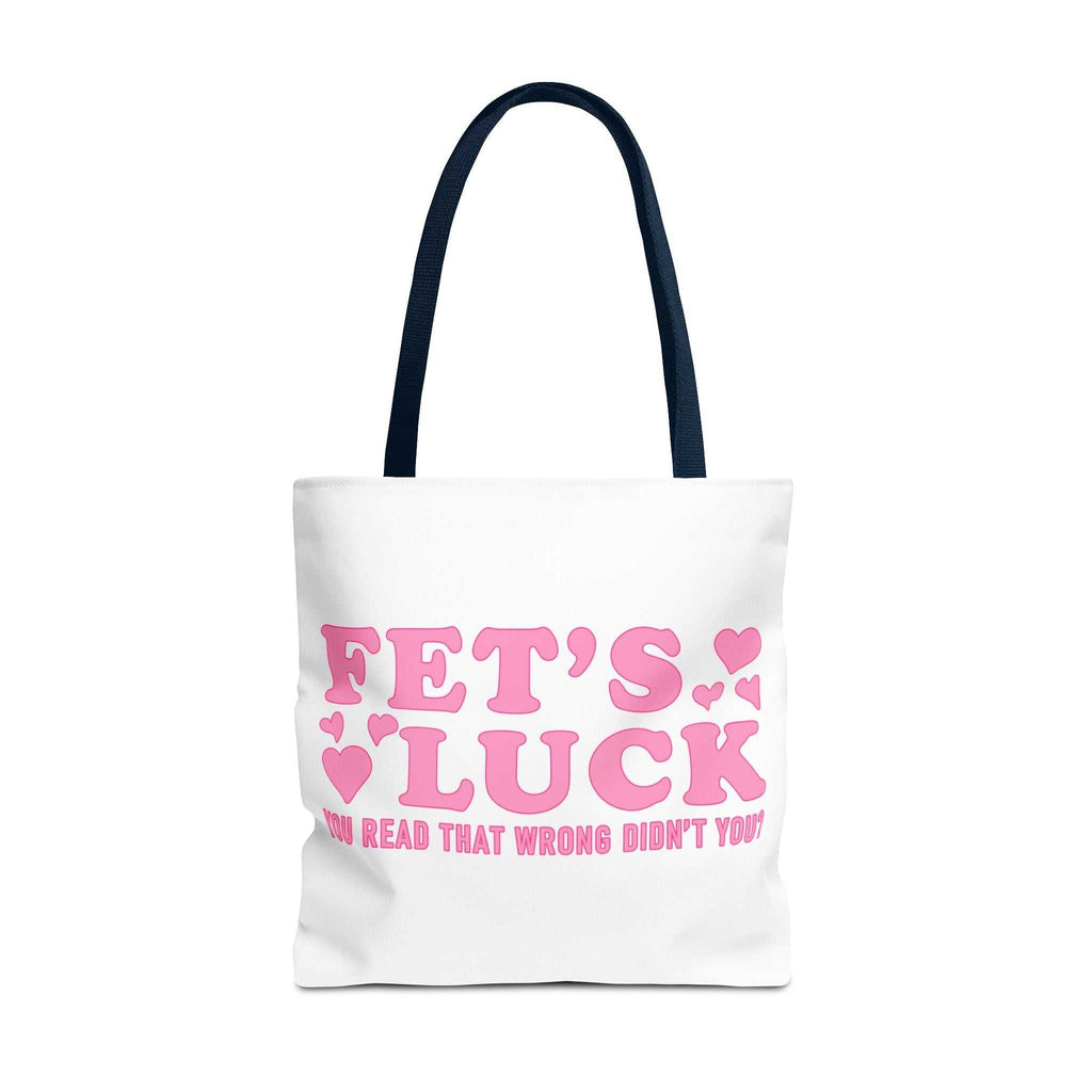 Cheeky pink heart tote bag with multiple sizes and handle colors, durable spun polyester design