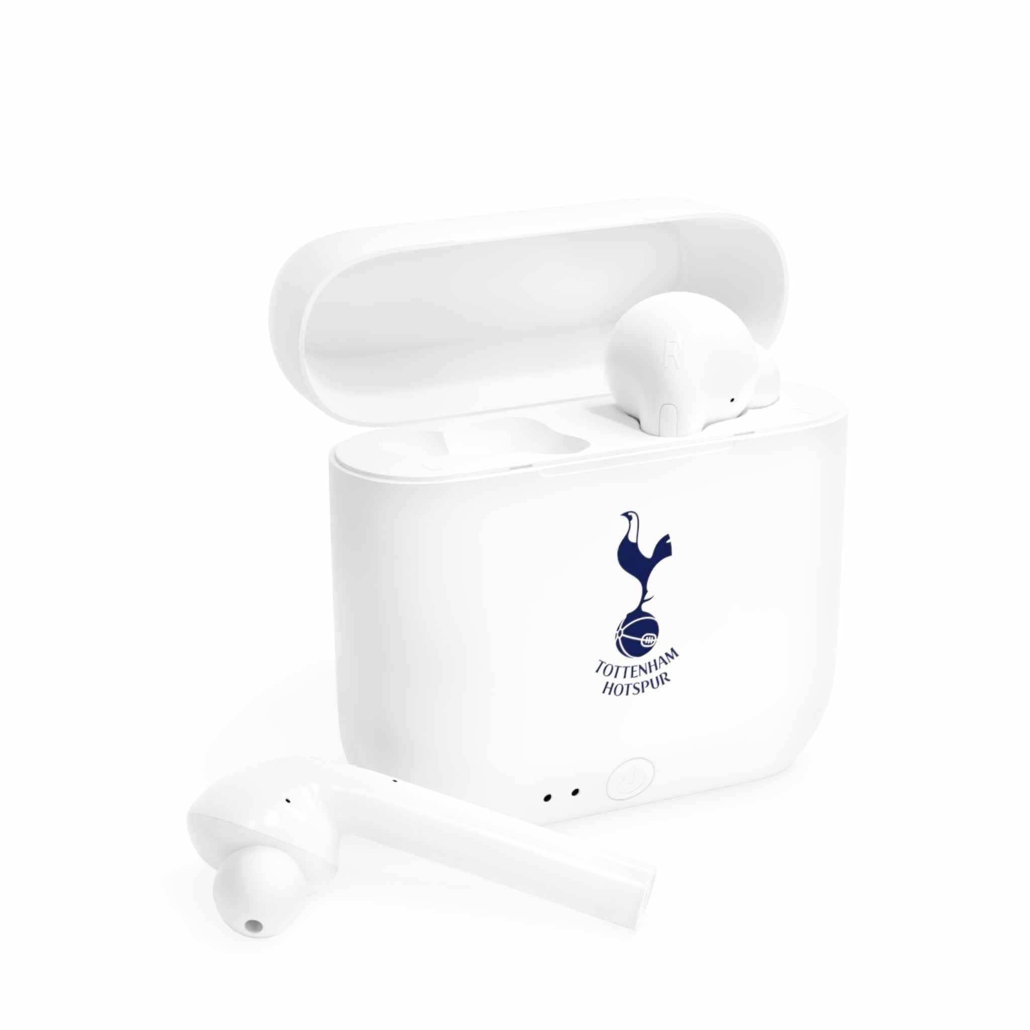 Tottenham Fc wireless earbuds with charging case and fan-inspired club crest design