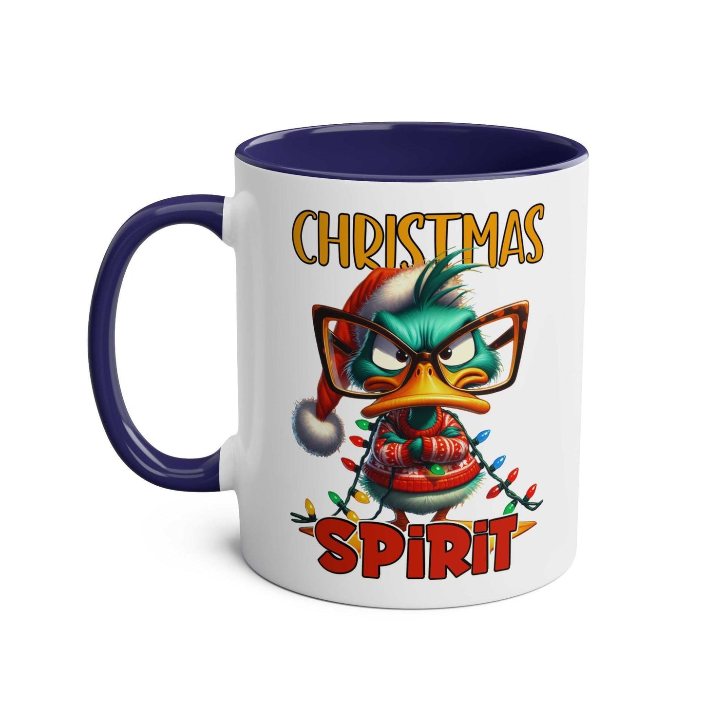 Sarky Christmas Mug with duck design, available in 7 colors, ceramic, microwave and dishwasher safe.