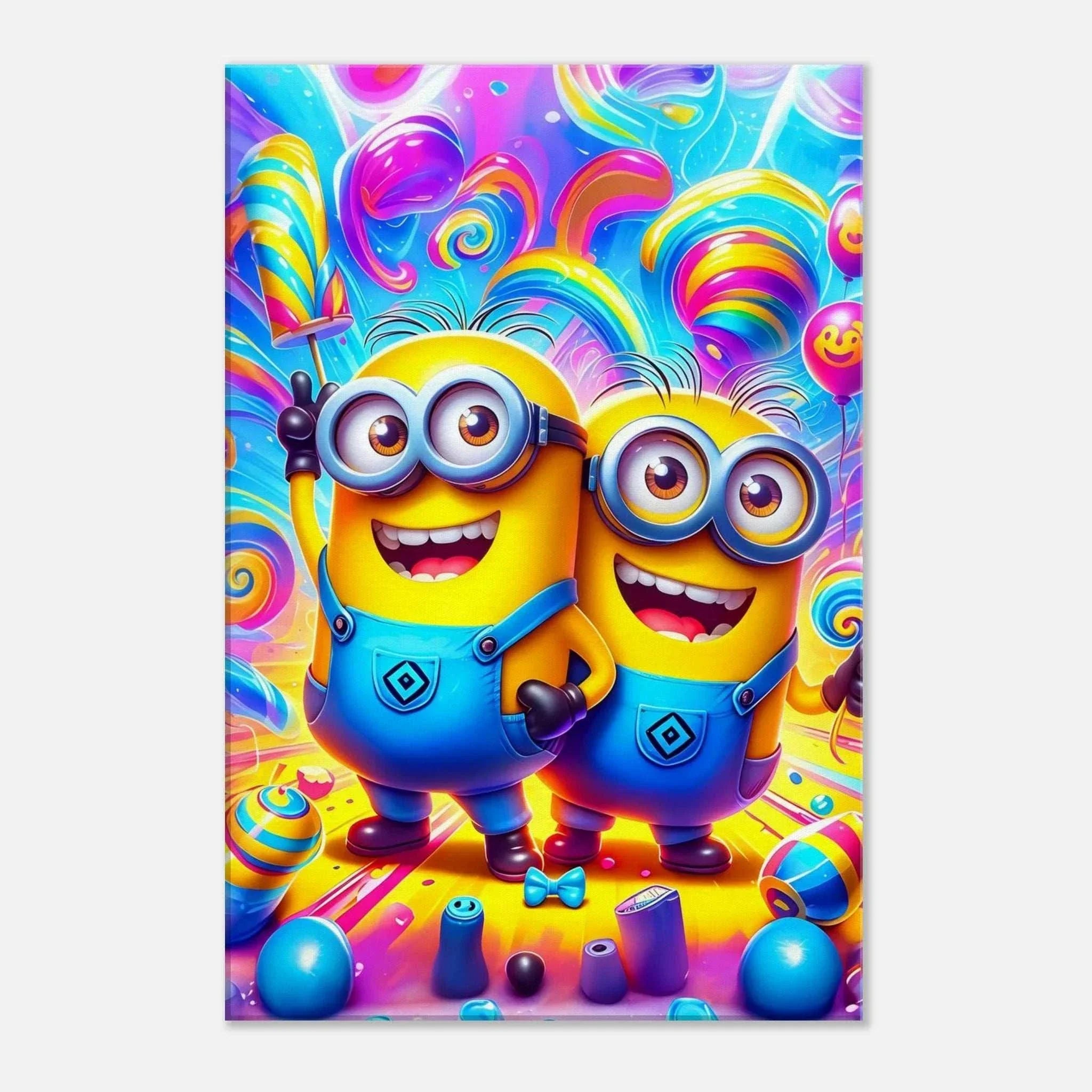 Minions Wall Canvas featuring vibrant colors and playful characters, ideal for kids' rooms.