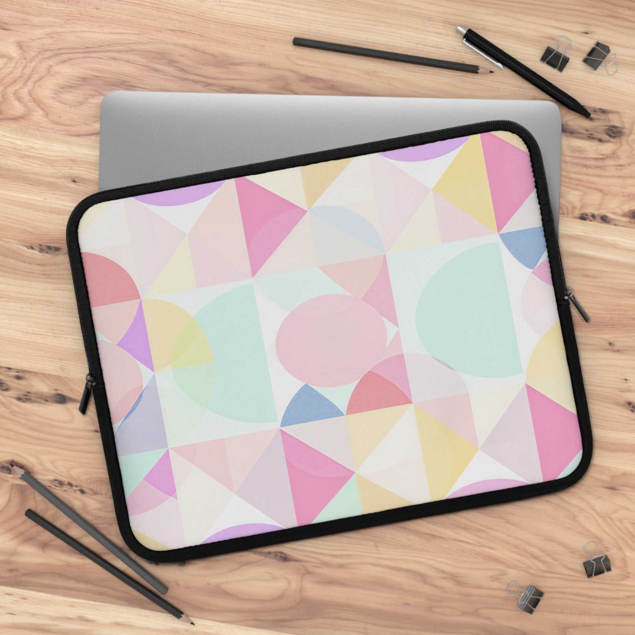 Pastel Geometric Print Laptop Sleeve