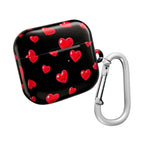 Black Hearts AirPods Case with durable hard shell and red heart design