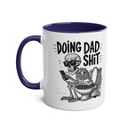 Fun Fathers Day Gift Mug with skeleton design, available in 6 colors, 11oz ceramic, glossy finish.