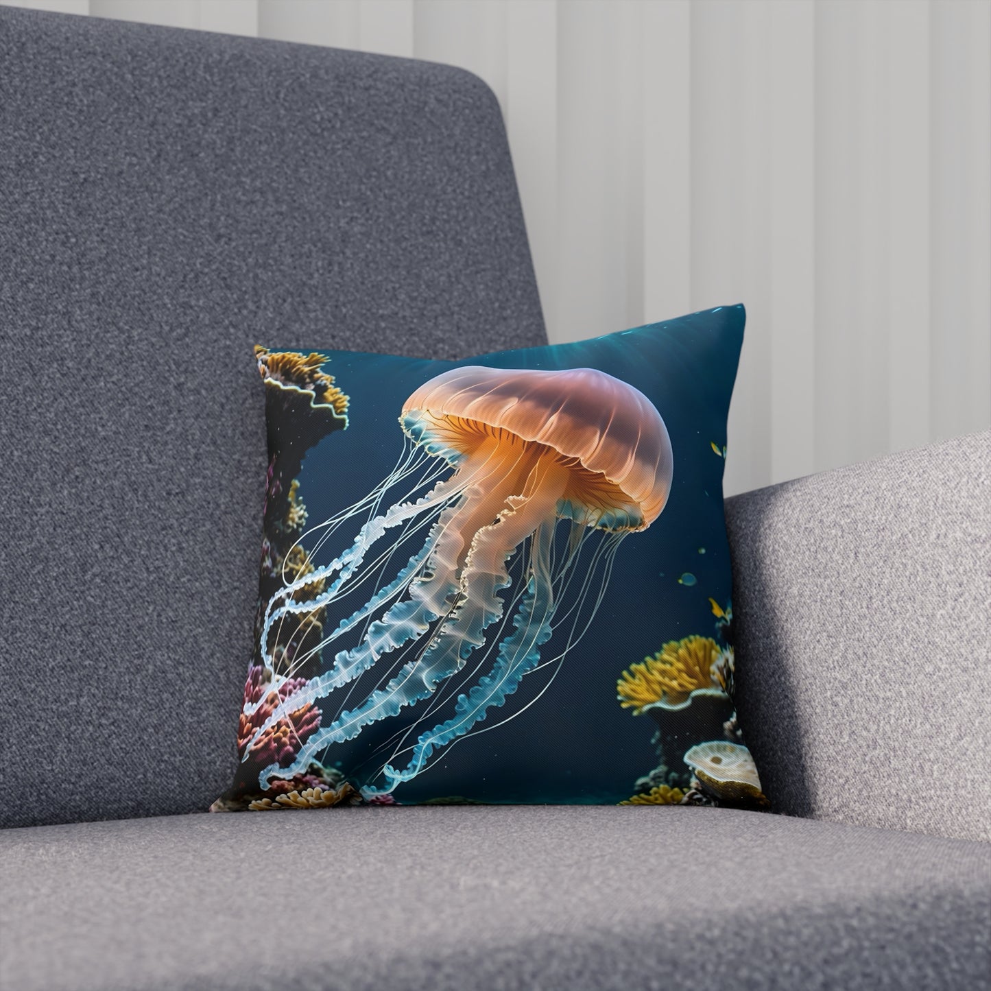 Jellyfish Cotton Drill Square Cushion