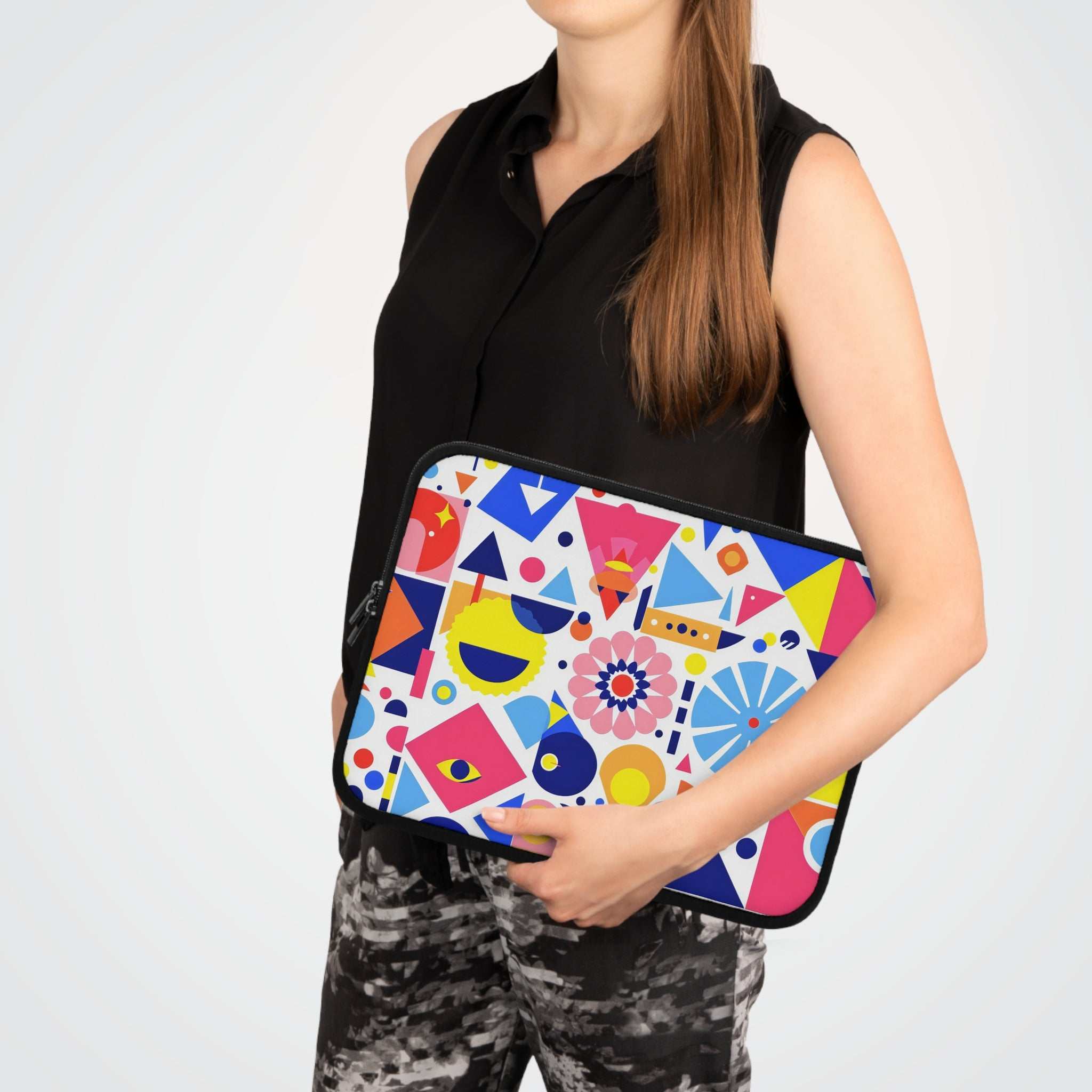 Bright Geometric Print Laptop Sleeve