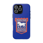 Ipswich Town MagSafe iPhone case with club crest and blue design, dual-layer protection, and wireless charging compatible