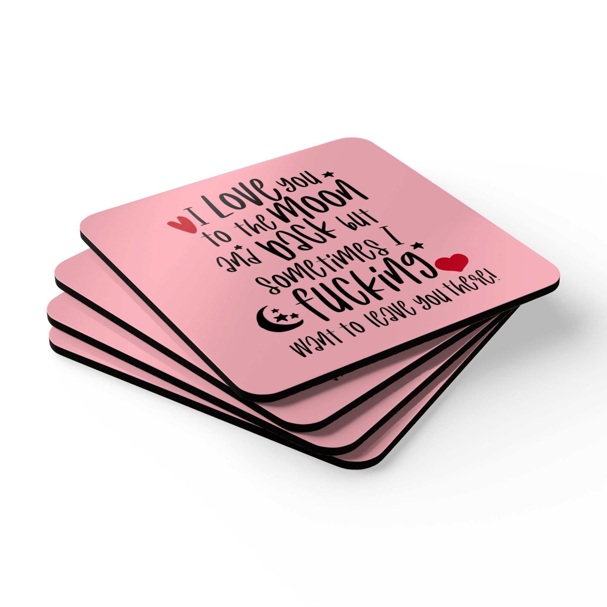 Cheeky Valentines Coaster Set with playful quotes and pink design.
