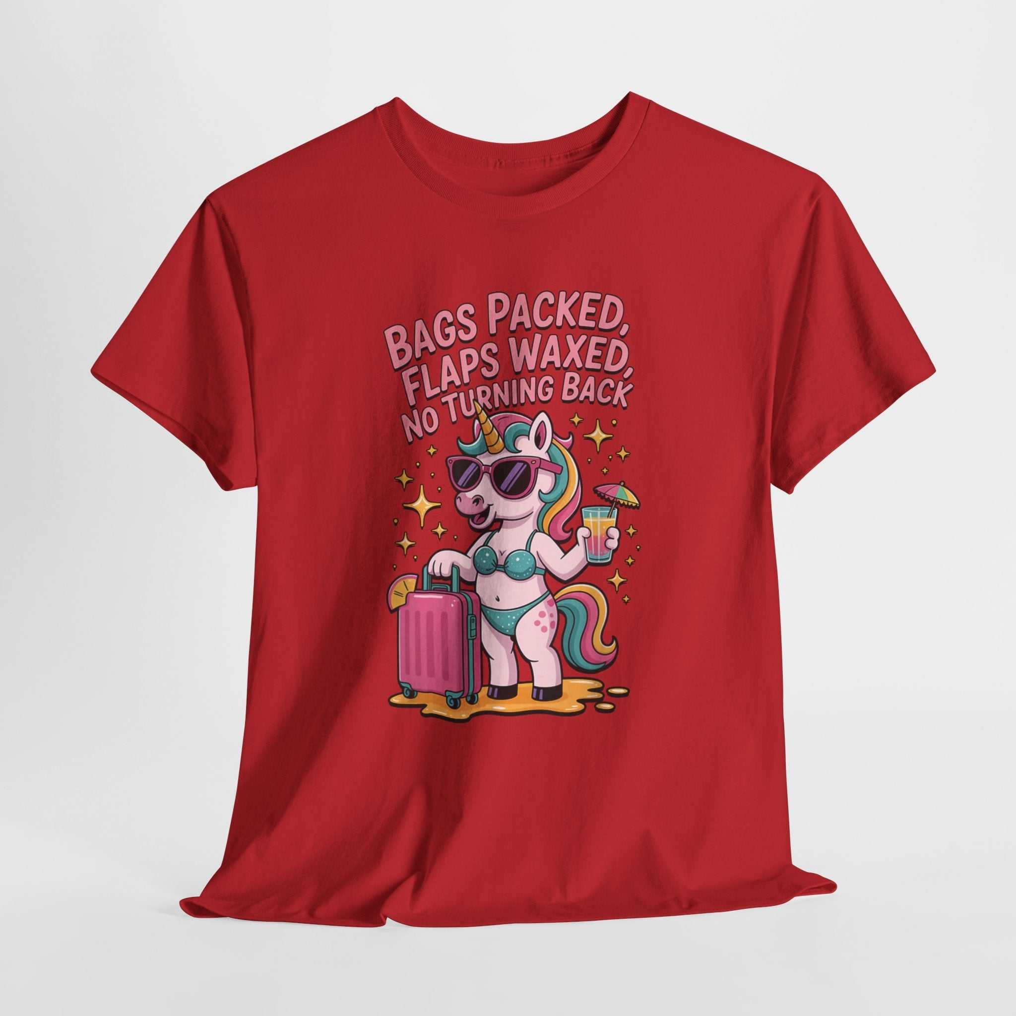 Bags Packed Flaps Waxed T-shirt for girls trips and wild weekends, 100% cotton, medium-weight, breathable and comfortable.