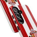 Sunderland FC Samsung phone case with magnetic design, red and white colors, and shock-absorbing dual layers.