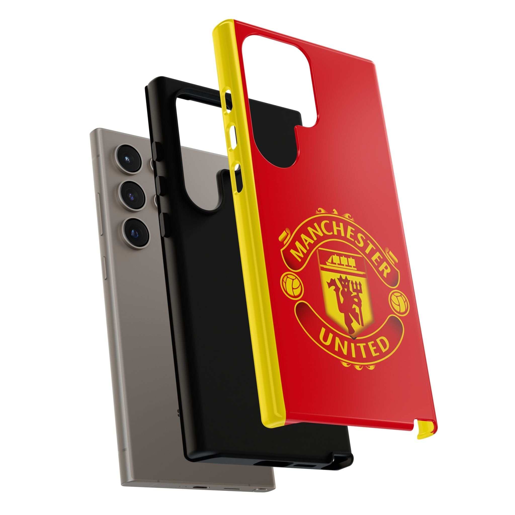 Manchester United Magnetic Samsung Case with red crest and dual-layer protection