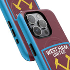 West Ham Utd MagSafe iPhone case in claret and blue with official-inspired crest, dual-layer protection, and wireless charging compatible